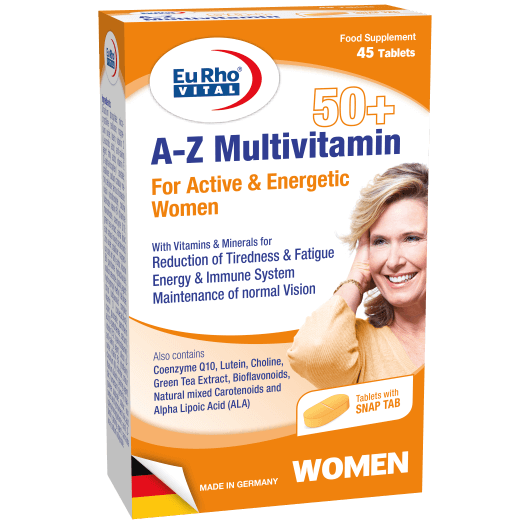 A-Z  مولتی ویتامین + 50 سال مخصوص خانم ها A-Z MULTIVITAMIN 50+ EURHO VITAL
